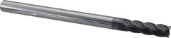Accupro - 7/16", 1-1/2" LOC, 7/16" Shank Diam, 6" OAL, 4 Flute, Solid Carbide Square End Mill - Single End, AlTiN Finish, Spiral Flute, 40° Helix, Centercutting, Right Hand Cut, Right Hand Flute - USA Tool & Supply