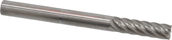 Accupro - 3/16", 5/8" LOC, 3/16" Shank Diam, 2" OAL, 6 Flute, Solid Carbide Square End Mill - Single End, Uncoated, Spiral Flute, 40° Helix, Centercutting, Right Hand Cut, Right Hand Flute - USA Tool & Supply