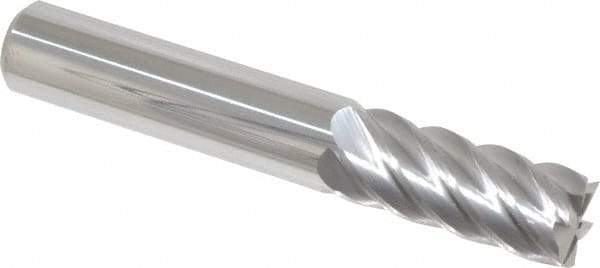 Accupro - 7/16", 1" LOC, 7/16" Shank Diam, 2-3/4" OAL, 6 Flute, Solid Carbide Square End Mill - Single End, Uncoated, Spiral Flute, 40° Helix, Centercutting, Right Hand Cut, Right Hand Flute - USA Tool & Supply