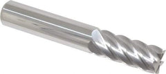 Accupro - 7/16", 1" LOC, 7/16" Shank Diam, 2-3/4" OAL, 6 Flute, Solid Carbide Square End Mill - Single End, Uncoated, Spiral Flute, 40° Helix, Centercutting, Right Hand Cut, Right Hand Flute - USA Tool & Supply