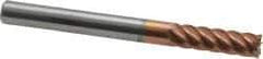 Accupro - 3/16", 5/8" LOC, 3/16" Shank Diam, 2" OAL, 6 Flute, Solid Carbide Square End Mill - Single End, TiCN Finish, Spiral Flute, 40° Helix, Centercutting, Right Hand Cut, Right Hand Flute - USA Tool & Supply