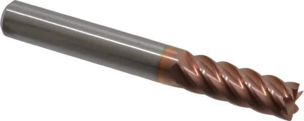 Accupro - 5/16", 7/8" LOC, 5/16" Shank Diam, 2-1/2" OAL, 6 Flute, Solid Carbide Square End Mill - Single End, TiCN Finish, Spiral Flute, 40° Helix, Centercutting, Right Hand Cut, Right Hand Flute - USA Tool & Supply