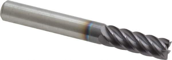 Accupro - 5/16", 7/8" LOC, 5/16" Shank Diam, 2-1/2" OAL, 6 Flute, Solid Carbide Square End Mill - Single End, AlTiN Finish, Spiral Flute, 40° Helix, Centercutting, Right Hand Cut, Right Hand Flute - USA Tool & Supply