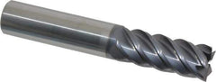 SGS - 1/2", 1-1/4" LOC, 1/2" Shank Diam, 3" OAL, 5 Flute, Solid Carbide Square End Mill - Single End, AlTiN Finish, Spiral Flute, 45° Helix, Right Hand Cut, Right Hand Flute, Series 55 - USA Tool & Supply