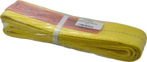 Lift-All - 4' Long x 3" Wide, 8,600 Lb Vertical Capacity, 1 Ply, Polyester Web Sling - 6,900 Lb Choker Capacity, Yellow - USA Tool & Supply