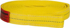 Lift-All - 10' Long x 2" Wide, 12,200 Lb Vertical Capacity, 2 Ply, Polyester Web Sling - 9,800 Lb Choker Capacity, Yellow - USA Tool & Supply