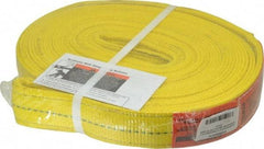 Lift-All - 14' Long x 2" Wide, 12,200 Lb Vertical Capacity, 2 Ply, Polyester Web Sling - 9,800 Lb Choker Capacity, Yellow - USA Tool & Supply