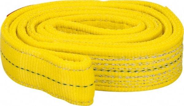 Lift-All - 4' Long x 2" Wide, 12,200 Lb Vertical Capacity, 2 Ply, Polyester Web Sling - 9,800 Lb Choker Capacity, Yellow - USA Tool & Supply
