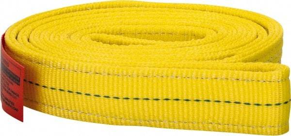 Lift-All - 6' Long x 2" Wide, 12,200 Lb Vertical Capacity, 2 Ply, Polyester Web Sling - 9,800 Lb Choker Capacity, Yellow - USA Tool & Supply