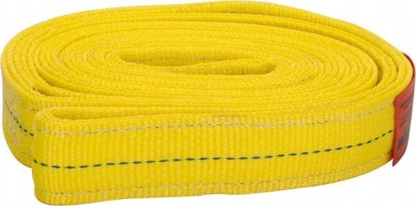 Lift-All - 8' Long x 2" Wide, 12,200 Lb Vertical Capacity, 2 Ply, Polyester Web Sling - 9,800 Lb Choker Capacity, Yellow - USA Tool & Supply