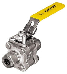 Ham-Let - 1" Pipe, Standard Port, Stainless Steel Swing-Out Ball Valve - 1 Piece, Inline - One Way Flow, Tube O.D. x Tube O.D. Ends, Locking Lever with Plate Handle, 2,000 WOG - USA Tool & Supply