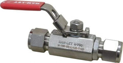 Ham-Let - 1/2" Pipe, Compression x Compression End Connections, Stainless Steel, Inline, Two Way Flow, Instrumentation Ball Valve - 2,000 psi WOG Rating, Locking Lever Handle, Reinforced PTFE Seal, Reinforced PTFE Seat - USA Tool & Supply
