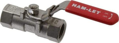 Ham-Let - 3/8" Pipe, FBSPP x FBSPP End Connections, Stainless Steel, Inline, Two Way Flow, Instrumentation Ball Valve - 2,000 psi WOG Rating, Locking Lever Handle, Reinforced PTFE Seal, Reinforced PTFE Seat - USA Tool & Supply
