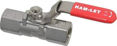 Ham-Let - 1/2" Pipe, FNPT x FNPT End Connections, Stainless Steel, Inline, Two Way Flow, Instrumentation Ball Valve - 2,000 psi WOG Rating, Locking Lever Handle, Reinforced PTFE Seal, Reinforced PTFE Seat - USA Tool & Supply