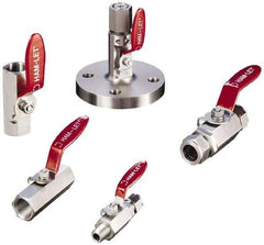 Ham-Let - 1/4" Pipe, MBSPP x FBSPP End Connections, Stainless Steel, Inline, Two Way Flow, Instrumentation Ball Valve - 2,000 psi WOG Rating, Locking Lever Handle, Reinforced PTFE Seal, Reinforced PTFE Seat - USA Tool & Supply