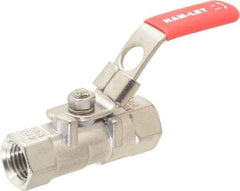 Ham-Let - 1/4" Pipe, FNPT x FNPT End Connections, Stainless Steel, Inline, Two Way Flow, Instrumentation Ball Valve - 2,000 psi WOG Rating, Locking Lever Handle, Reinforced PTFE Seal, Reinforced PTFE Seat - USA Tool & Supply