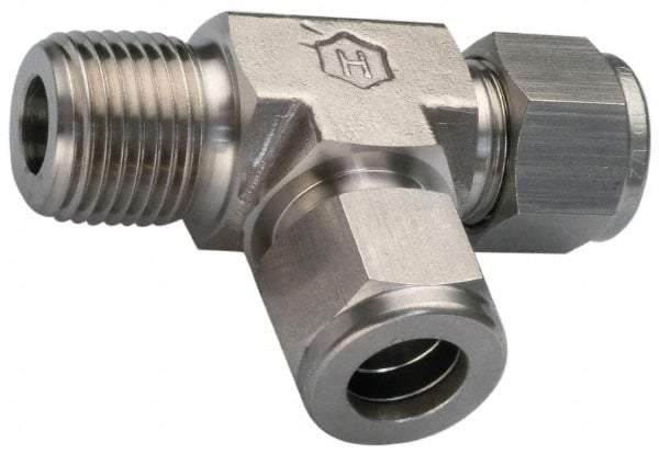 Ham-Let - 3/8" OD, Grade 316Stainless Steel Male Run Tee - Comp x MNPT x Comp Ends - USA Tool & Supply