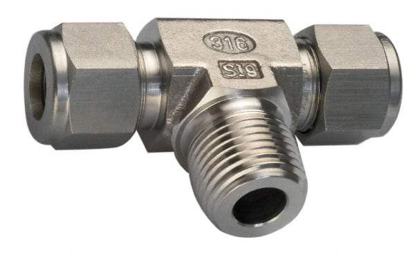 Ham-Let - 3/4" OD, Grade 316Stainless Steel Male Branch Tee - Comp x Comp x MNPT Ends - USA Tool & Supply