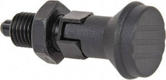 Gibraltar - M12x1.5, 17mm Thread Length, 6mm Plunger Diam, Lockout Knob Handle Indexing Plunger - Plunger Style D, 20mm Body Length, 56mm OAL, Steel - USA Tool & Supply