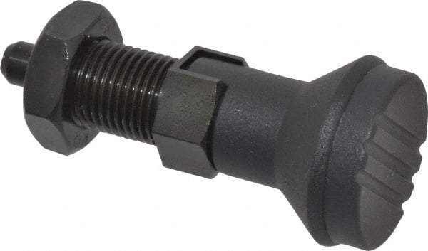 Gibraltar - M16x1.5, 23mm Thread Length, 8mm Plunger Diam, Lockout Knob Handle Indexing Plunger - Plunger Style D, 26mm Body Length, 74mm OAL, Steel - USA Tool & Supply