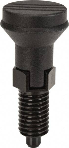 Gibraltar - 5/8-11, 23mm Thread Length, 8mm Plunger Diam, Lockout Knob Handle Indexing Plunger - Plunger Style C, 26mm Body Length, 74mm OAL, Steel - USA Tool & Supply