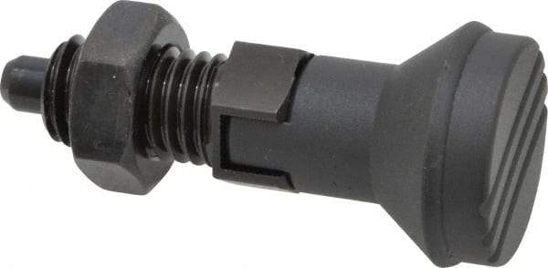 Gibraltar - 5/8-11, 23mm Thread Length, 8mm Plunger Diam, Lockout Knob Handle Indexing Plunger - Plunger Style D, 26mm Body Length, 74mm OAL, Steel - USA Tool & Supply