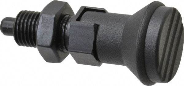 Gibraltar - 3/8-24, 15mm Thread Length, 5mm Plunger Diam, Lockout Knob Handle Indexing Plunger - Plunger Style D, 17mm Body Length, 47mm OAL, Steel - USA Tool & Supply