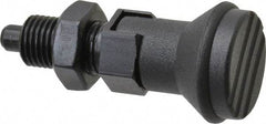 Gibraltar - 3/8-24, 15mm Thread Length, 5mm Plunger Diam, Lockout Knob Handle Indexing Plunger - Plunger Style D, 17mm Body Length, 47mm OAL, Steel - USA Tool & Supply