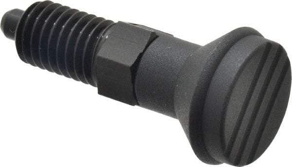 Gibraltar - 1/2-13, 17mm Thread Length, 6mm Plunger Diam, Lockout Knob Handle Indexing Plunger - Plunger Style C, 20mm Body Length, 56mm OAL, Steel - USA Tool & Supply
