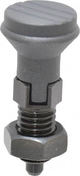 Gibraltar - 1/2-13, 17mm Thread Length, 6mm Plunger Diam, Lockout Knob Handle Indexing Plunger - Plunger Style D, 20mm Body Length, 56mm OAL, Steel - USA Tool & Supply