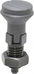 Gibraltar - 1/2-13, 17mm Thread Length, 6mm Plunger Diam, Lockout Knob Handle Indexing Plunger - Plunger Style D, 20mm Body Length, 56mm OAL, Steel - USA Tool & Supply