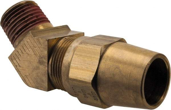 Parker - 3/4" OD, Brass Male 45° Elbow - 400 Max Working psi, -65 to 250°F, Comp x Male NPTF Ends - USA Tool & Supply