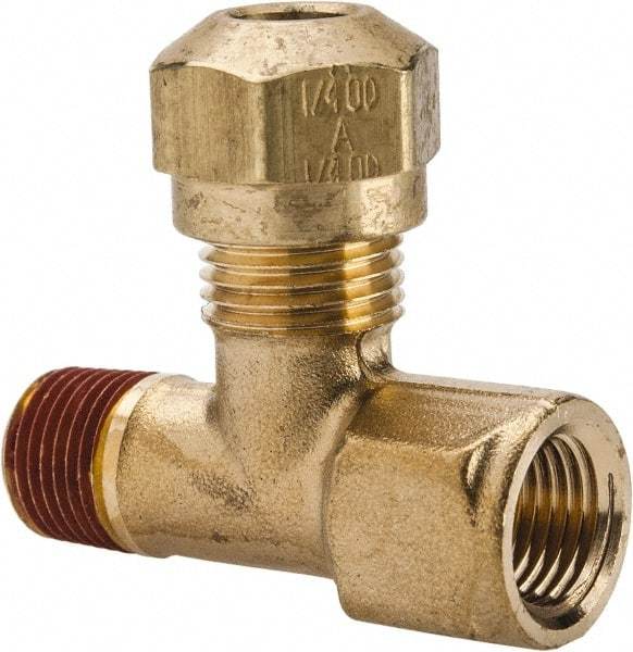 Parker - 1/4" OD, Brass Adapter Tee - 150 Max Working psi, -40 to 200°F, - USA Tool & Supply