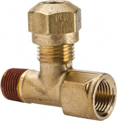 Parker - 1/4" OD, Brass Adapter Tee - 150 Max Working psi, -40 to 200°F, - USA Tool & Supply