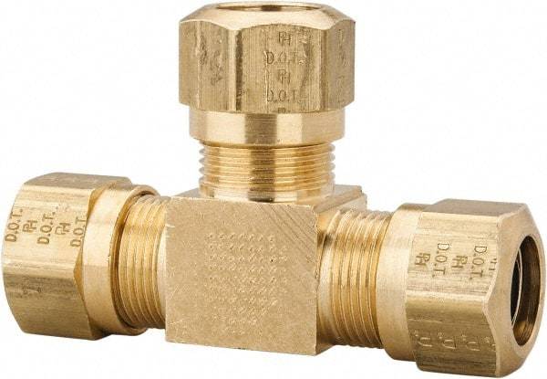 Parker - 5/8" OD, Brass Union Tee - 150 Max Working psi, -40 to 200°F, Comp x Comp x Comp Ends - USA Tool & Supply
