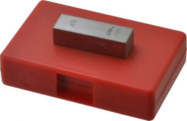 SPI - 0.45" Rectangular Steel Gage Block - Accuracy Grade AS-1, Includes NIST Traceability Certification - USA Tool & Supply