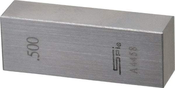 SPI - 0.5" Rectangular Steel Gage Block - Accuracy Grade AS-1, Includes NIST Traceability Certification - USA Tool & Supply