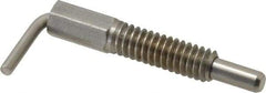 Vlier - 1/4-20 Thread, 0.8" Thread Length, 0.16" Plunger Diam, 0.5 Lb Init to 2.5 Lb Final End Force, Stainless Steel L Handle Plunger - 1-1/4" Body Length, 0.8" Length Under Head, Locking Element, 0.38" Plunger Projection - USA Tool & Supply