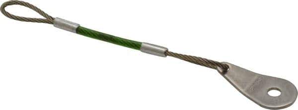 Jergens - 4" Long, Stainless Steel Cable Loop & Tab with Hole End, Quick Release Pin Lanyard - 1/16" Cable Diam, 13/64" Hole Diam, Nylon Cable - USA Tool & Supply