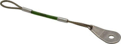 Jergens - 4" Long, Stainless Steel Cable Loop & Tab with Hole End, Quick Release Pin Lanyard - 1/16" Cable Diam, 13/64" Hole Diam, Nylon Cable - USA Tool & Supply