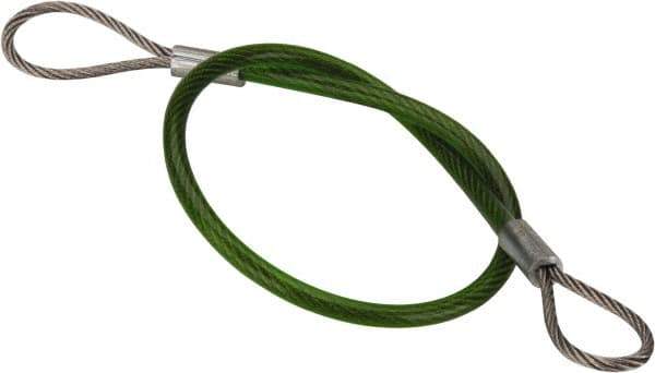 Jergens - 10" Long, Stainless Steel Cable Loop & Loop End, Quick Release Pin Lanyard - 1/16" Cable Diam, Nylon Cable - USA Tool & Supply