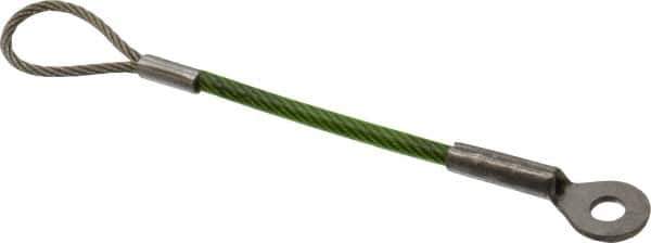 Jergens - 4" Long, Stainless Steel Cable Loop & Eye End, Quick Release Pin Lanyard - 1/16" Cable Diam, 3/16" Hole Diam, Nylon Cable - USA Tool & Supply