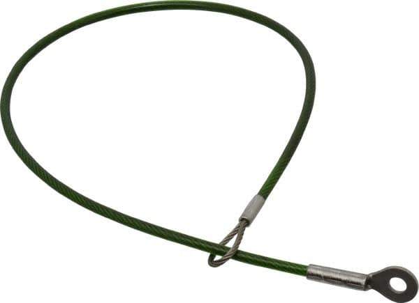 Jergens - 16" Long, Stainless Steel Cable Loop & Eye End, Quick Release Pin Lanyard - 1/16" Cable Diam, 3/16" Hole Diam, Nylon Cable - USA Tool & Supply