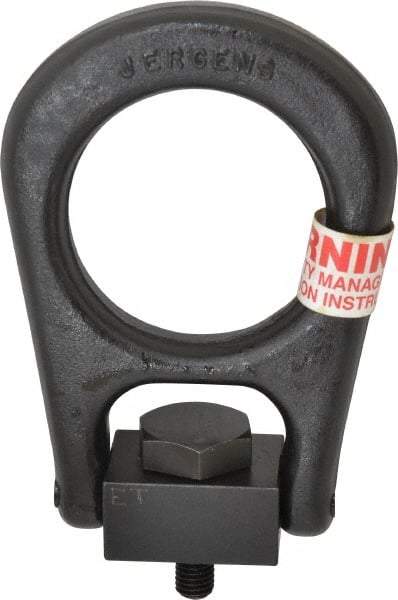 Jergens - 2,500 Lb Load Capacity Forged Center Pull Hoist Ring - 37 Ft/Lb Torque, M12 x 1.75 Thread, Alloy Steel - USA Tool & Supply