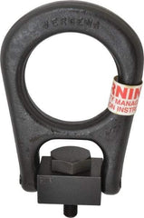 Jergens - 2,500 Lb Load Capacity Forged Center Pull Hoist Ring - 37 Ft/Lb Torque, M12 x 1.75 Thread, Alloy Steel - USA Tool & Supply