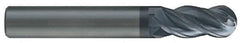 SGS - 0.7874" Diam, 1-1/2" LOC, 4 Flute Solid Carbide Ball End Mill - AlTiN Finish, Single End, 104mm OAL, 20mm Shank Diam, Spiral Flute - USA Tool & Supply