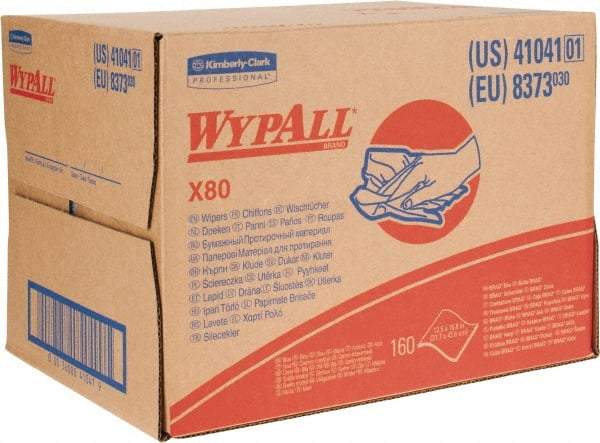 WypAll - X80 Dry Shop Towel/Industrial Wipes - Brag Box/Double Top Box, 16-3/4" x 12-1/2" Sheet Size, Blue - USA Tool & Supply