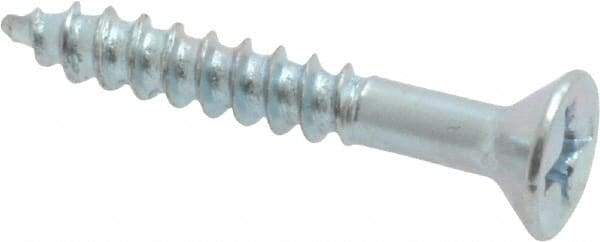 Value Collection - #6, 1" OAL, Phillips Drive, Flat Head Wood Screw - Zinc Plated Steel, Grade 2 - USA Tool & Supply
