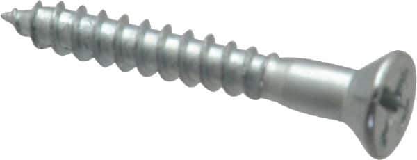 Value Collection - #8, 1-1/4" OAL, Phillips Drive, Flat Head Wood Screw - Zinc Plated Steel, Grade 2 - USA Tool & Supply