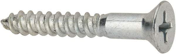 Value Collection - #9, 1-1/4" OAL, Phillips Drive, Flat Head Wood Screw - ASME B18.6.1, Zinc Plated Steel, Grade 2 - USA Tool & Supply